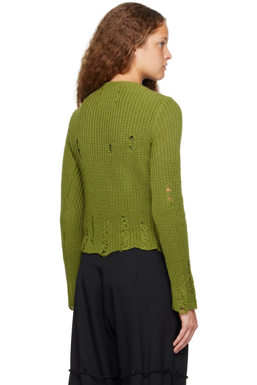 Knit wool- and acrylic-blend sweater. Distressing throughout. 

· Rib knit boat neck
· Cropped hem

Supplier color: Green