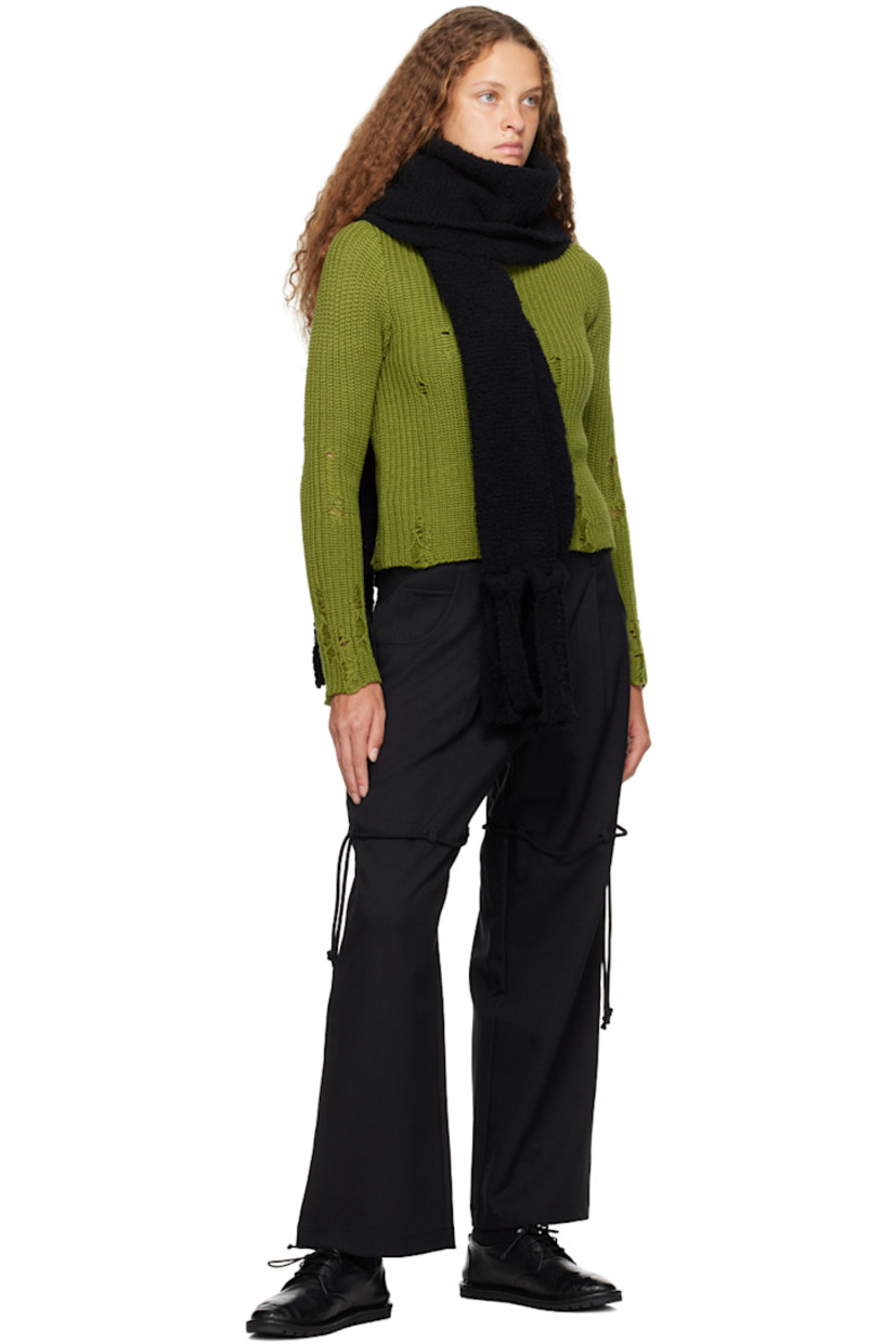 Knit wool- and acrylic-blend sweater. Distressing throughout. 

· Rib knit boat neck
· Cropped hem

Supplier color: Green