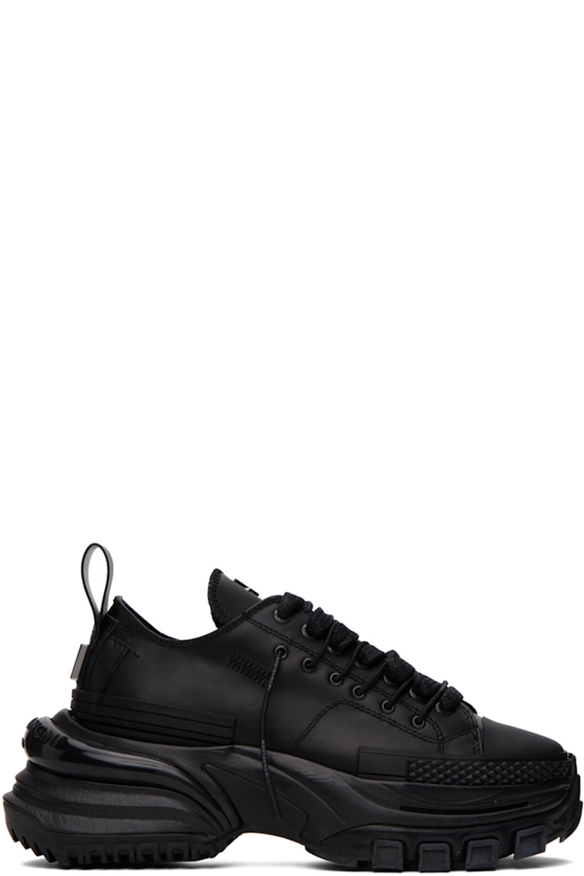 Low-top buffed leather sneakers in black.

· Round rubber cap toe 
· Twin lace-up closures
· Logo hardware at tongue and heel counter
· Pull-loop at heel tab
· Buffed leather lining
· Logo embossed at sculptural rubber midsole
· Treaded rubber outsole
· Logo-engraved silver-tone hardware 
· Platform: H1.75 in
· Heel: H3 in

Supplier color: Black