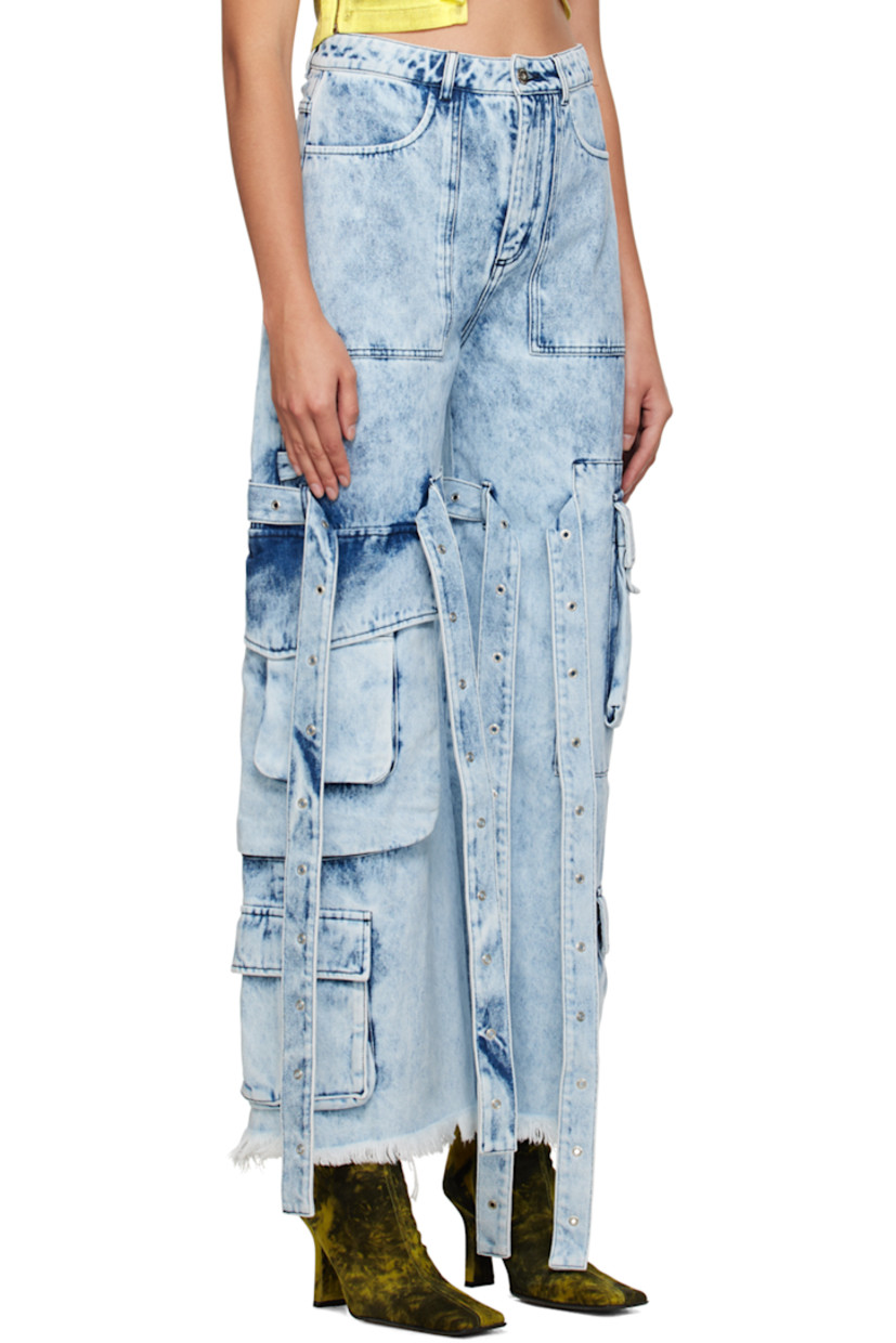 Wide-leg non-stretch REFIBRA™ recycled and organic cotton-blend denim jeans. Bleached effect and adjustable pin-buckle straps throughout. 

· Belt loops
· Four-pocket styling
· Zip-fly
· Fraying at cuffs
· Patch pockets at outseams
  
Supplier color: Acid wash
