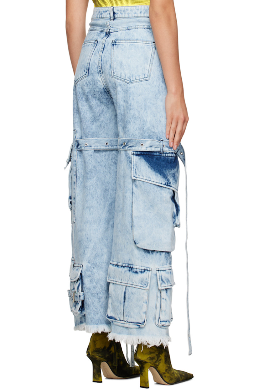 Wide-leg non-stretch REFIBRA™ recycled and organic cotton-blend denim jeans. Bleached effect and adjustable pin-buckle straps throughout. 

· Belt loops
· Four-pocket styling
· Zip-fly
· Fraying at cuffs
· Patch pockets at outseams
  
Supplier color: Acid wash