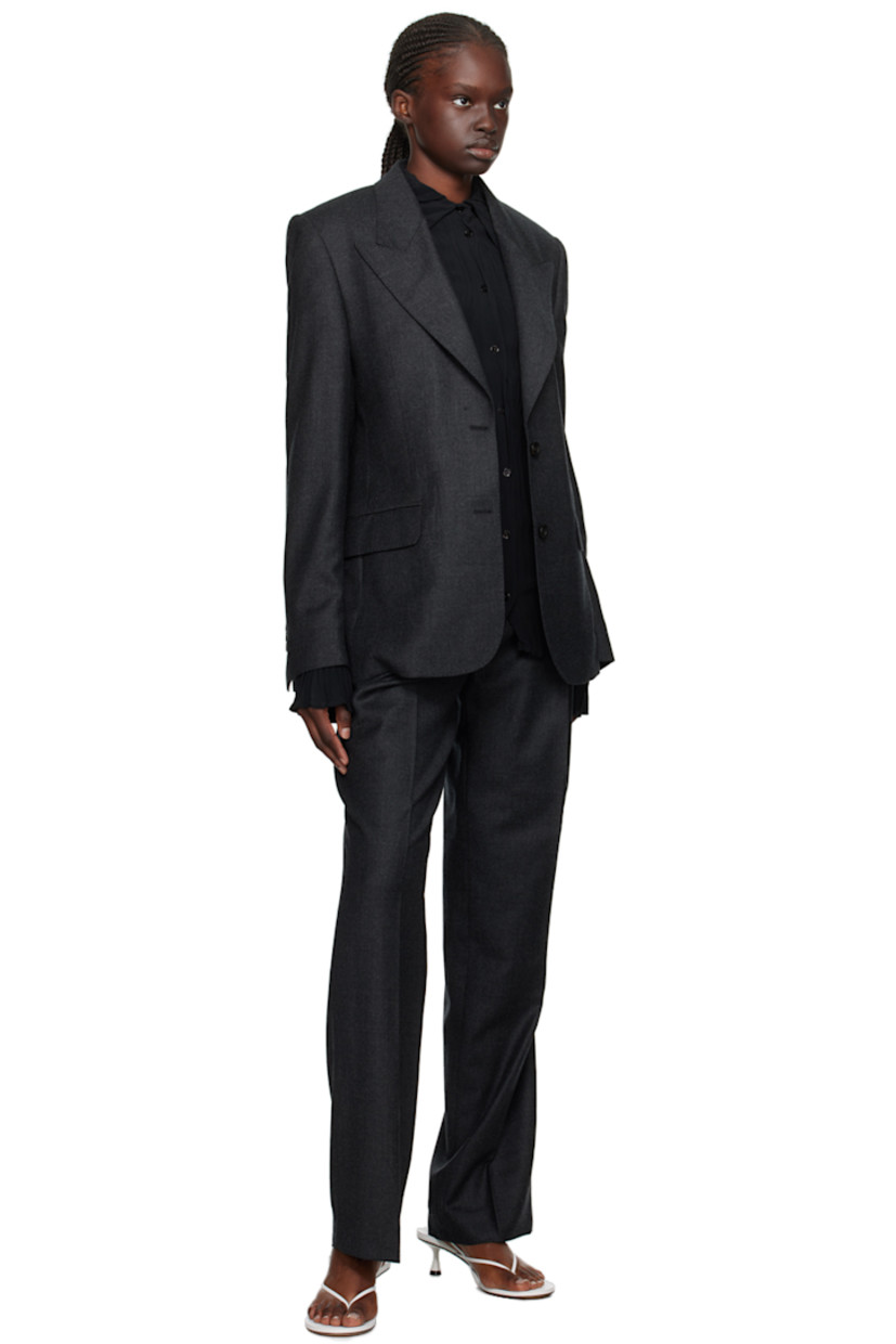Garment-pleated plain-woven acetate- and viscose-blend shirt. 

· Spread collar
· Button closure

Supplier color: Black