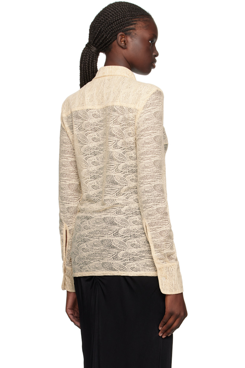 Stretch nylon lace shirt.

· Spread collar
· Button closure
· Single-button barrel cuffs

Supplier color: Off-white