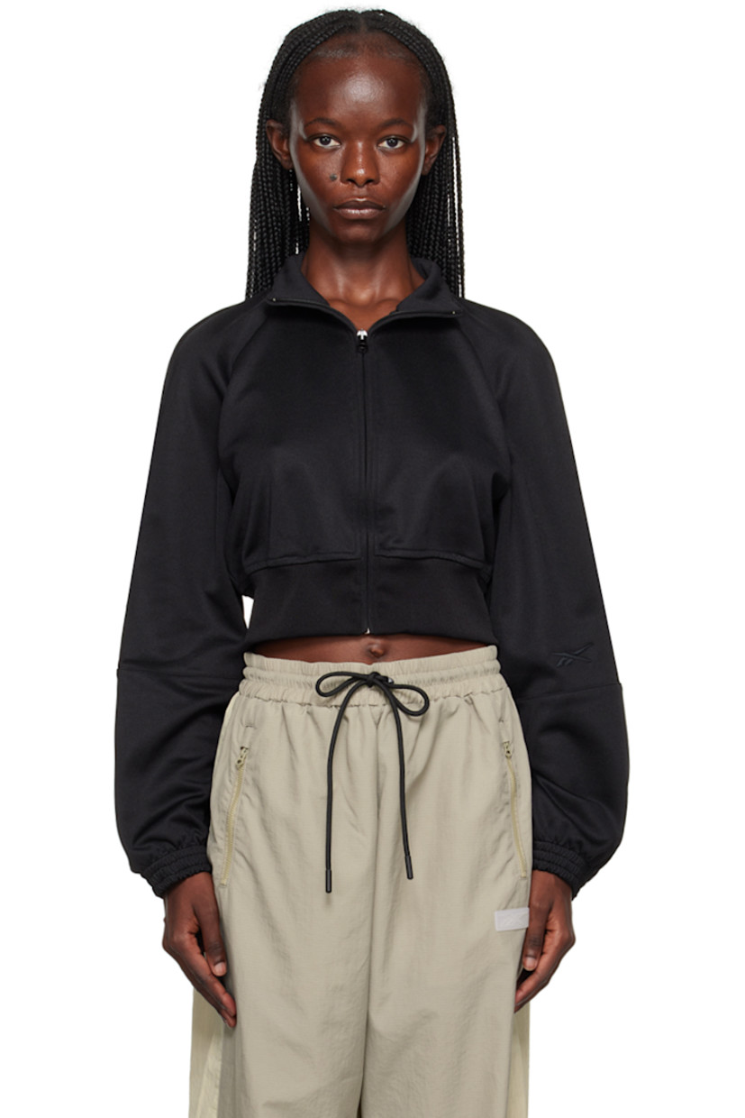 Polyester- and cotton-blend piqué jacket. 

· Stand collar
· Zip closure
· Rib knit cropped hem
· Logo embroidered at raglan sleeve 
· Elasticized cuffs
· Logo embroidered at back

Supplier color: Black