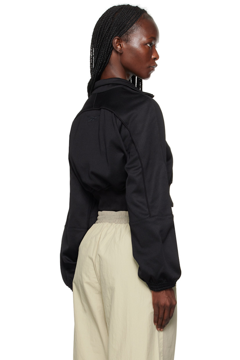 Polyester- and cotton-blend piqué jacket. 

· Stand collar
· Zip closure
· Rib knit cropped hem
· Logo embroidered at raglan sleeve 
· Elasticized cuffs
· Logo embroidered at back

Supplier color: Black