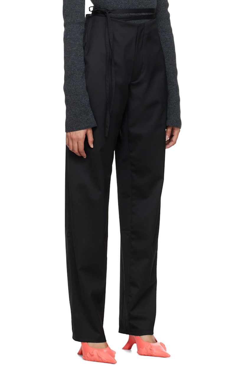 Stretch polyester- and wool-blend twill trousers.

· Self-tie fastening at waist
· Two-pocket styling
· Zip-fly

Supplier color: Black