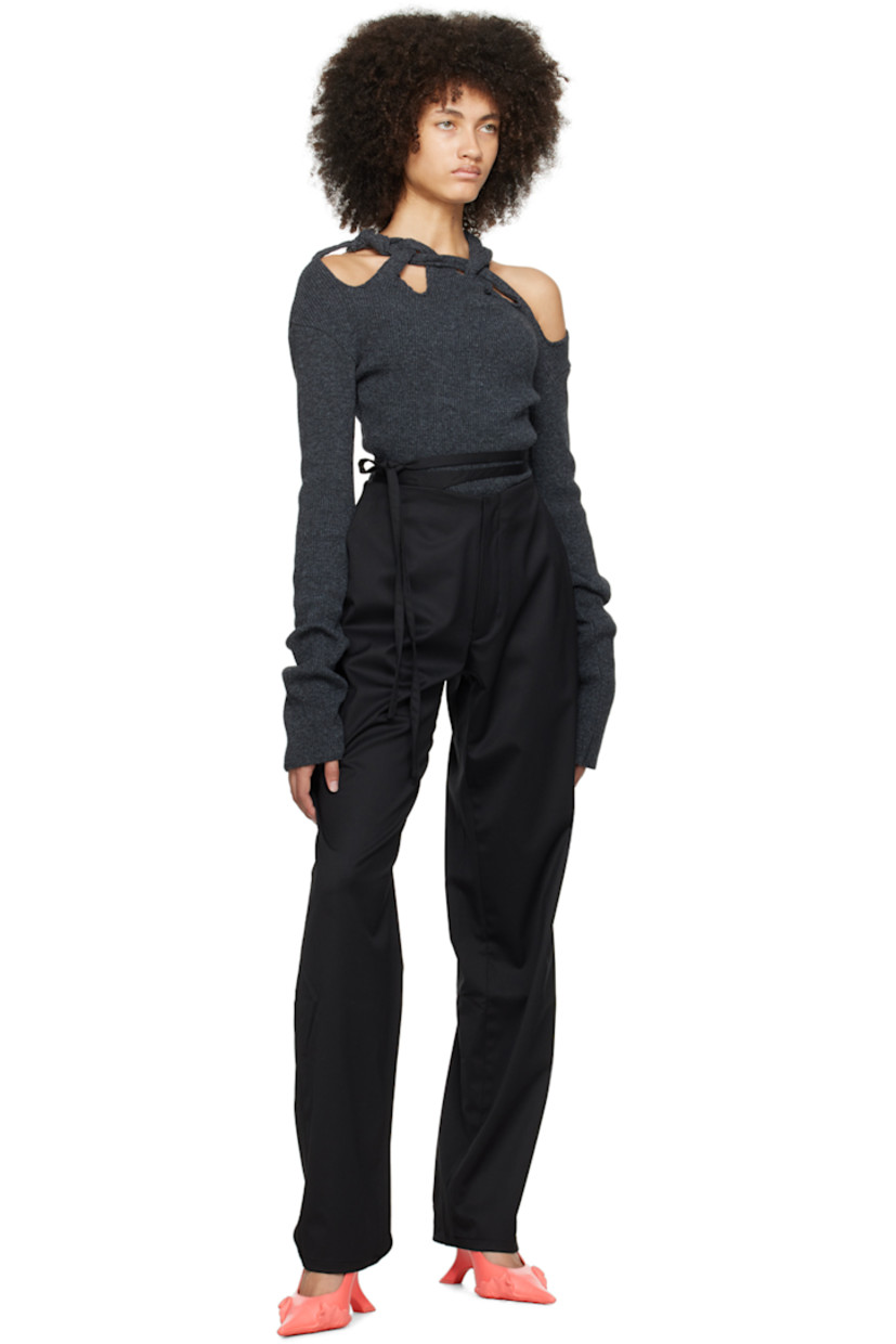 Stretch polyester- and wool-blend twill trousers.

· Self-tie fastening at waist
· Two-pocket styling
· Zip-fly

Supplier color: Black