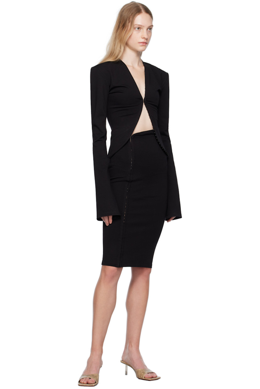 Stretch viscose- and nylon-blend jersey skirt. 

· Hook-eye closure
· Vented side seam 
· Unlined

Supplier color: Black