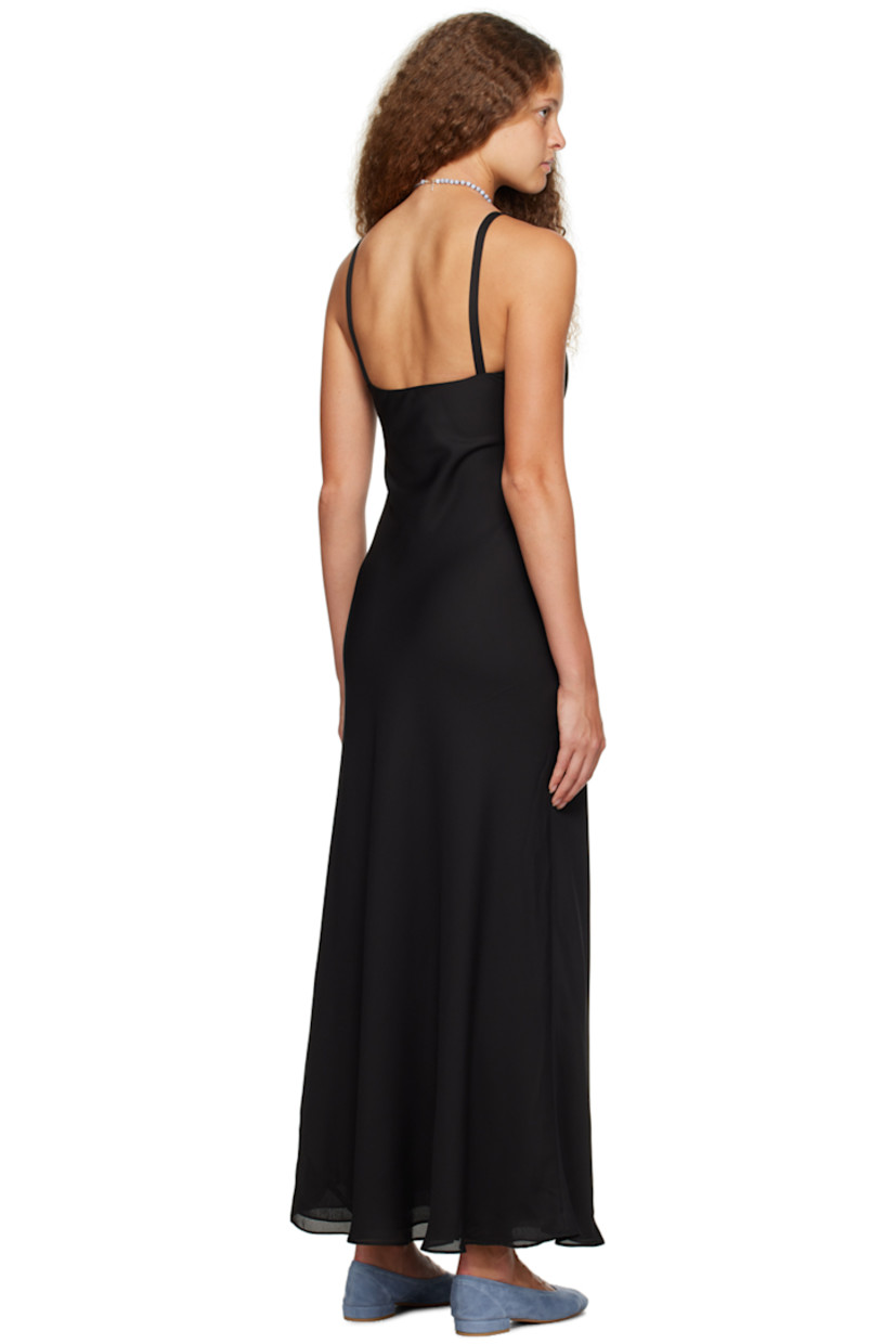 Polyester georgette dress.

· Scoop neck
· Flared hem
· Concealed zip-closure at side seam
· Fixed spaghetti straps
· Fully lined

Supplier color: Black