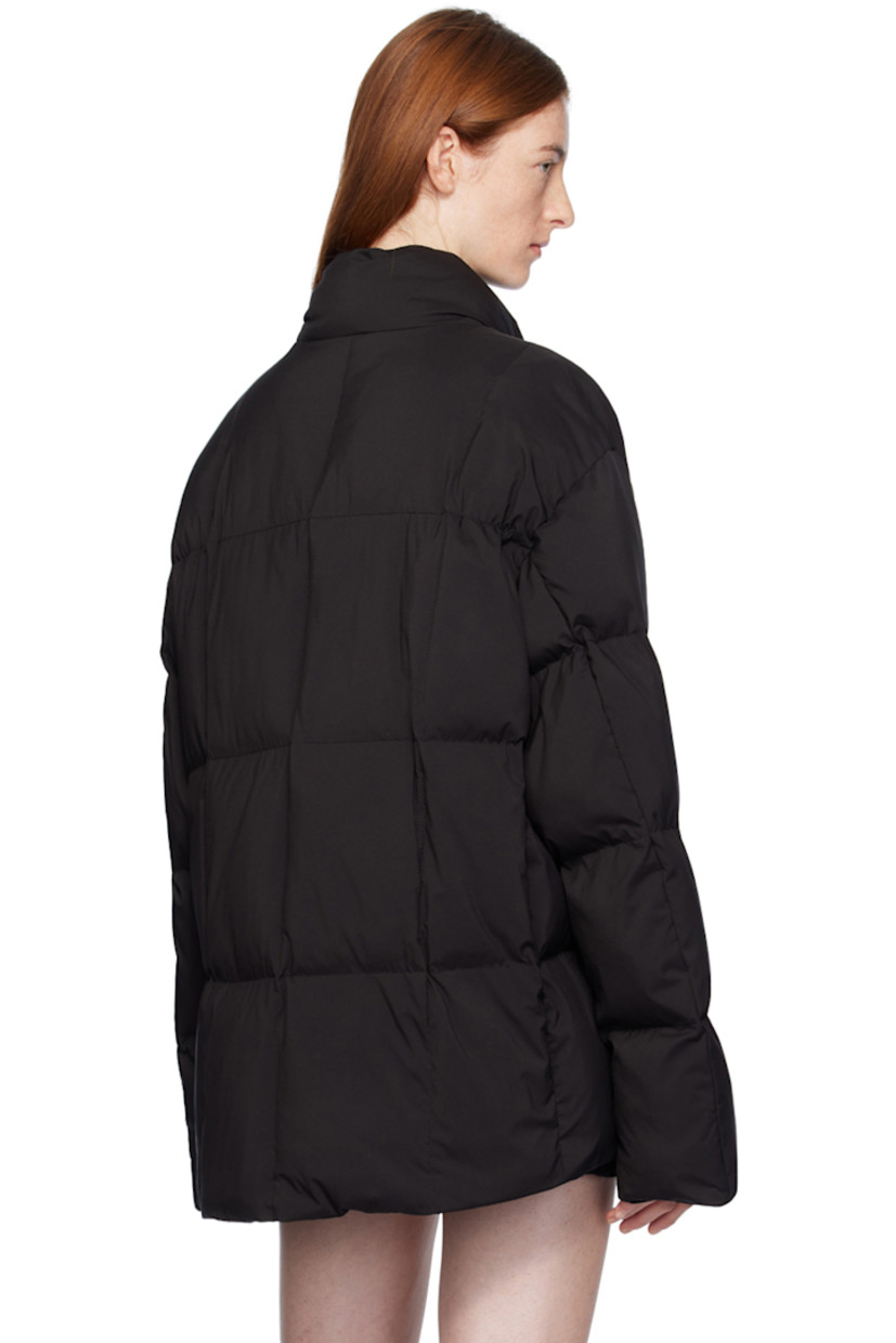Insulated quilted polyester taffeta jacket. 

· Stand collar 
· Zip closure 
· Zip pockets 
· Logo patch at front hem 
· Concealed bungee-style drawstring at hem 
· Full satin lining
· Logo-engraved black hardware

Supplier color: Black