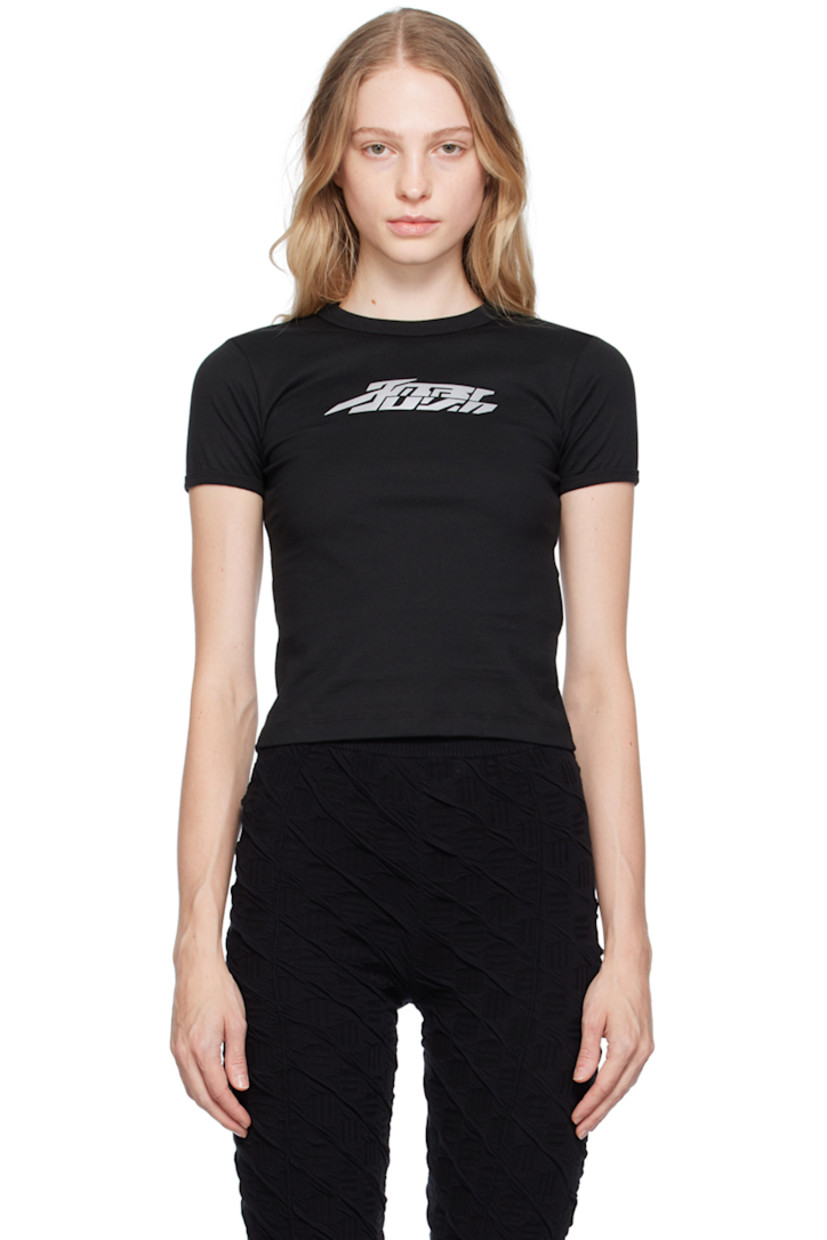 Cotton jersey T-shirt.

· Rib knit crewneck
· Reflective logo graphic printed at chest

Supplier color: Reflector black