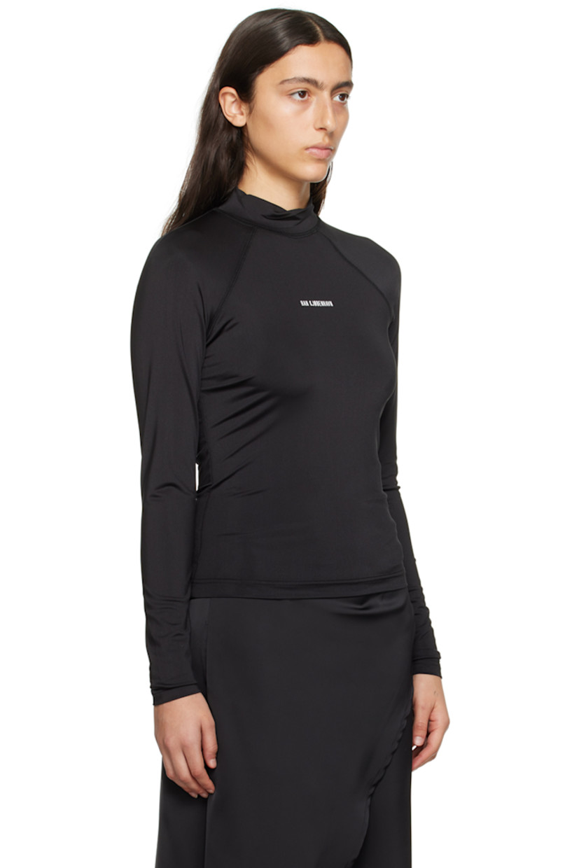 Stretch polyester jersey turtleneck. 

· Logo bonded at chest 
· Raglan sleeves

Supplier color: Black