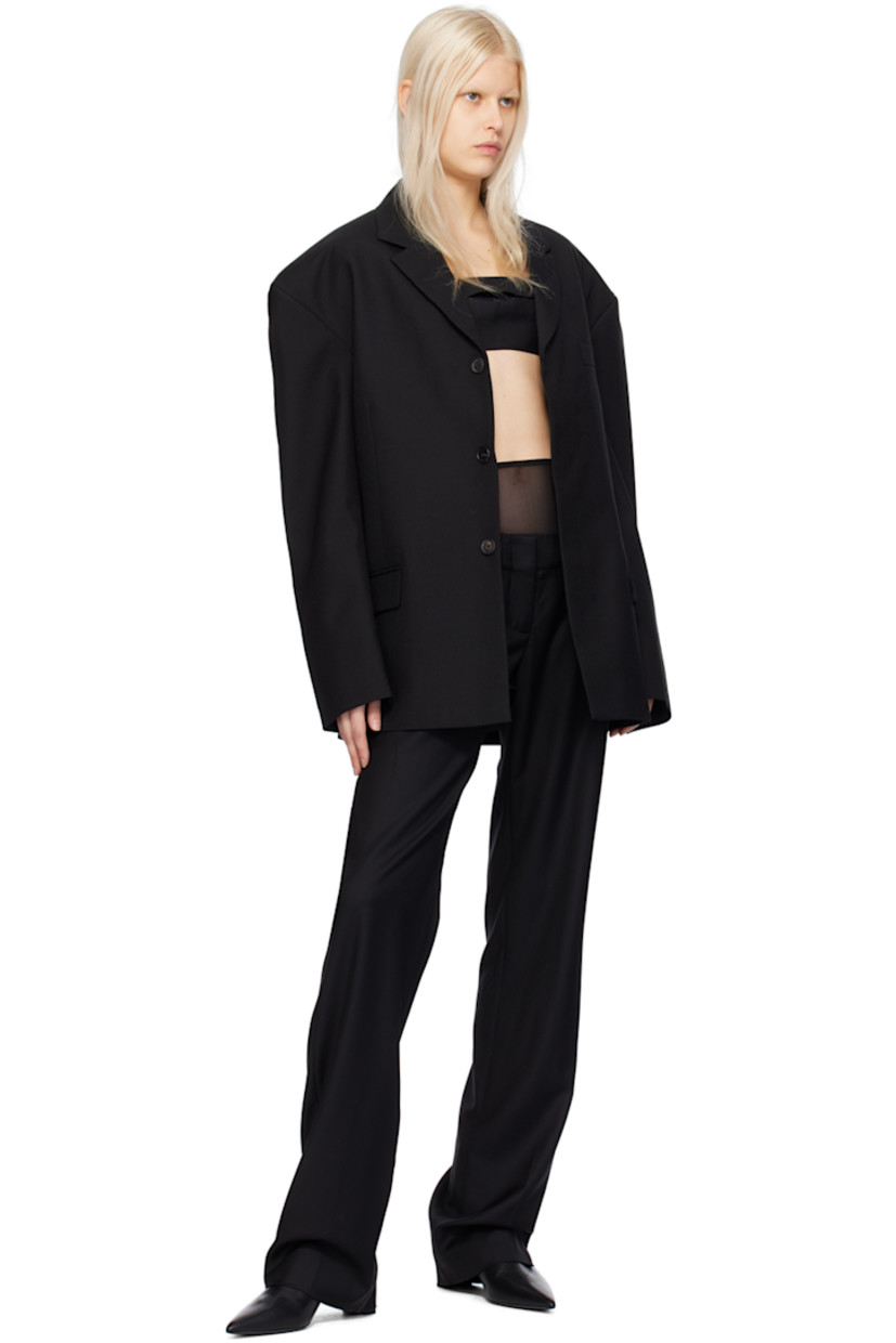 Bonded wool jersey bralette.

· Square neck
· Cutout and logo hardware at front
· Adjustable shoulder straps
· Hook-eye fastening at back
· Full twill lining

Supplier color: Black