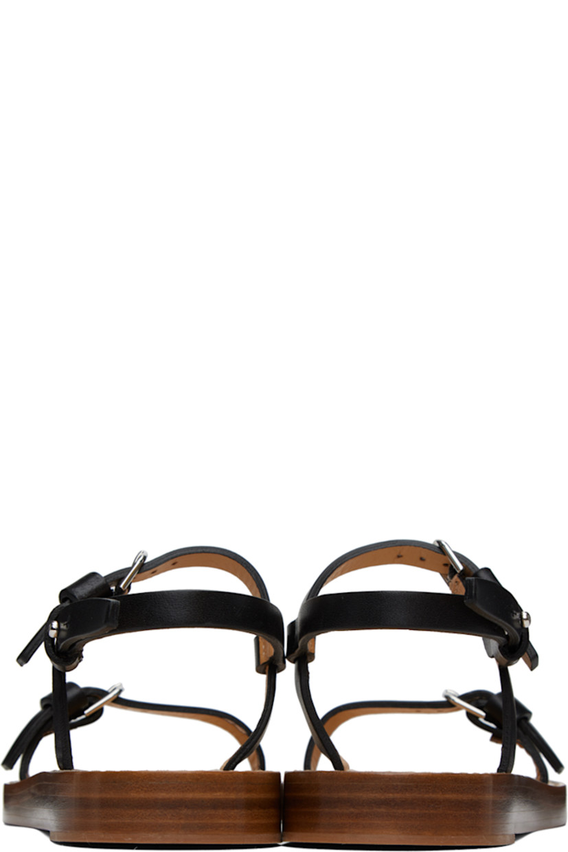 Grained leather sandals in black.

· Adjustable straps at vamp
· Adjustable pin-buckle slingback strap
· Logo-embossed buffed leather footbed
· Stacked leather heel with rubber injection
· Leather sole

Supplier color: Black