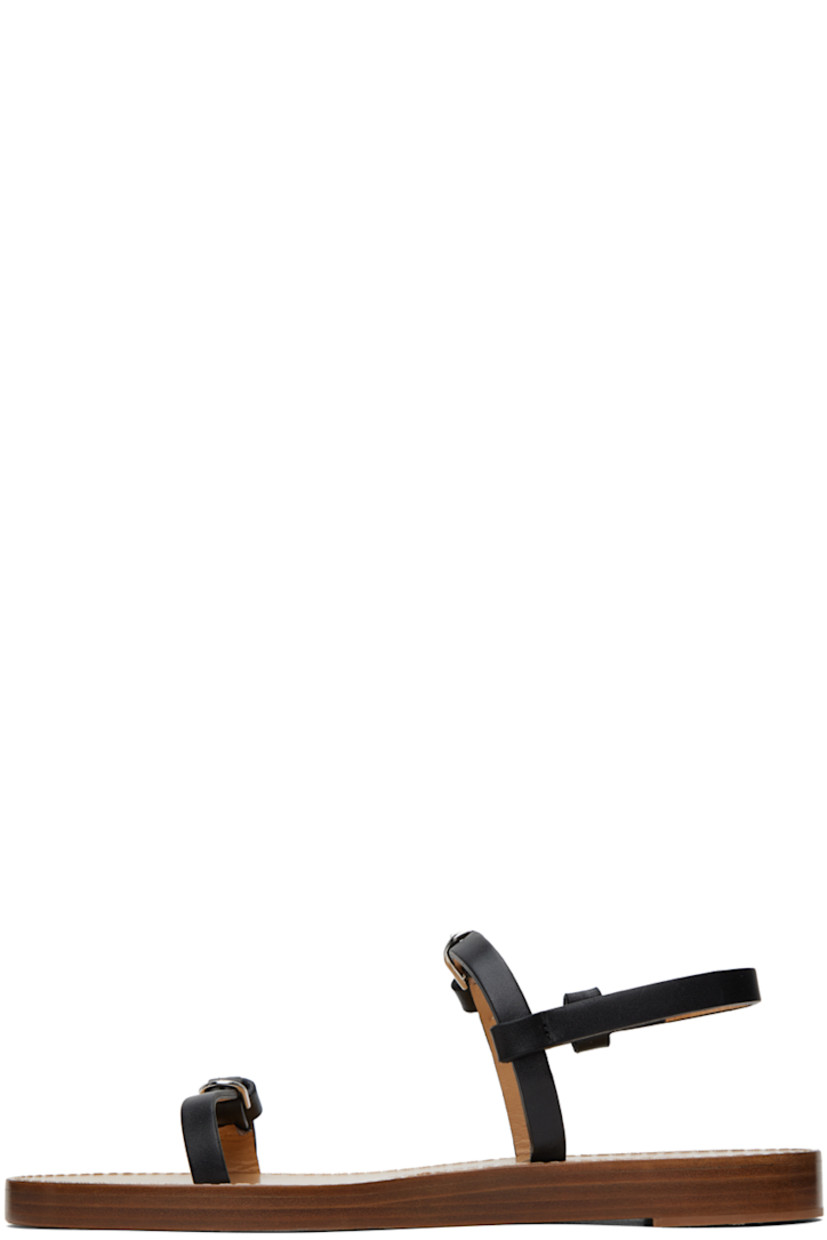 Grained leather sandals in black.

· Adjustable straps at vamp
· Adjustable pin-buckle slingback strap
· Logo-embossed buffed leather footbed
· Stacked leather heel with rubber injection
· Leather sole

Supplier color: Black