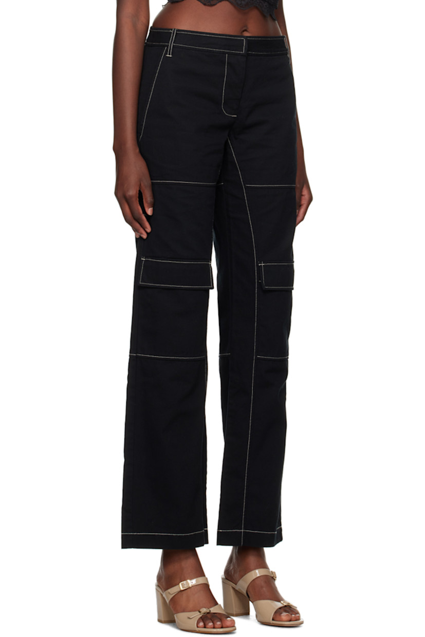 Relaxed-fit cotton twill trousers.

· Paneled construction
· Belt loops
· Four-pocket styling
· Zip-fly
· Flap pockets at knees
· Hammer loop at back leg
· Unlined
· Contrast stitching in white

Supplier color: Black/Oyster