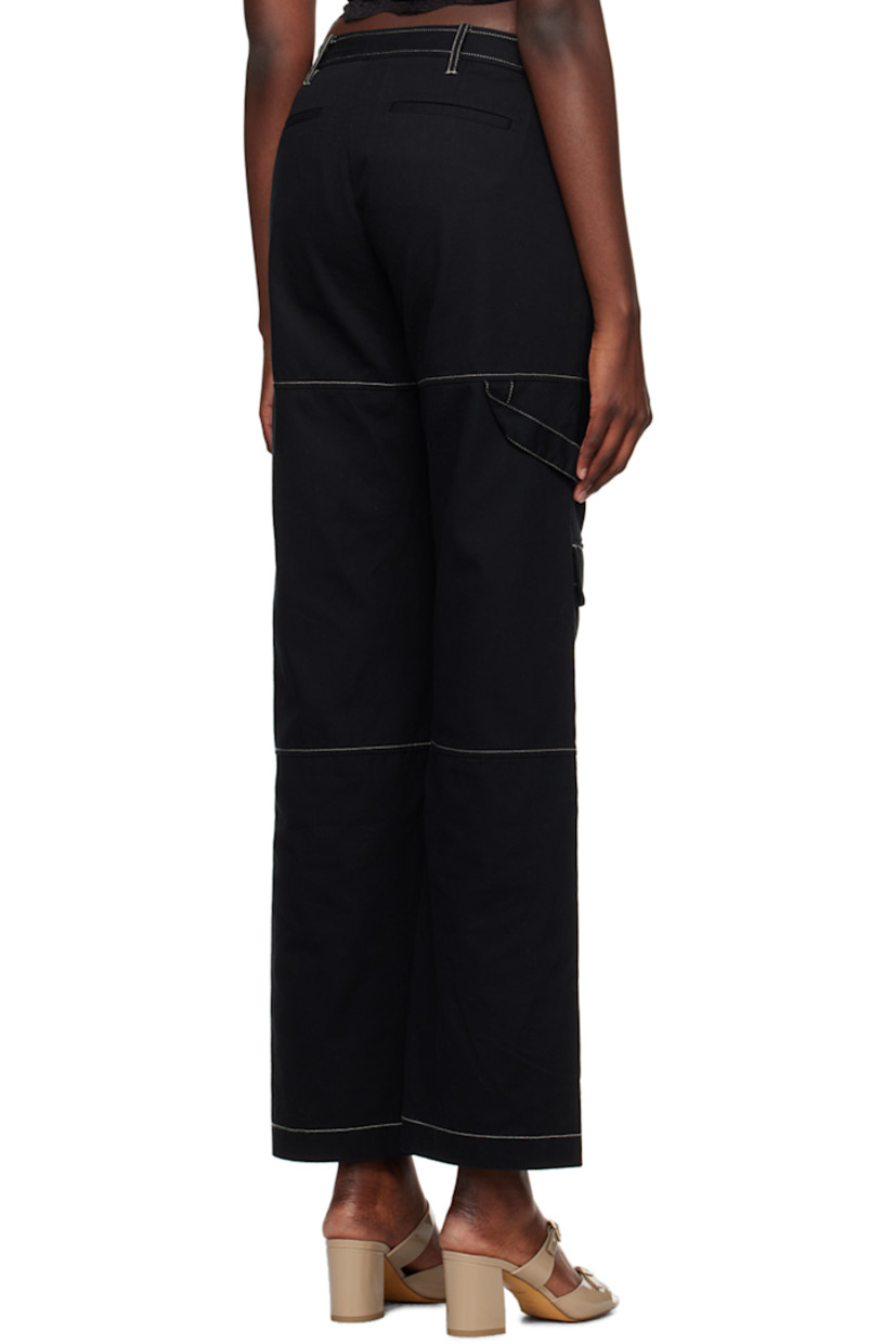Relaxed-fit cotton twill trousers.

· Paneled construction
· Belt loops
· Four-pocket styling
· Zip-fly
· Flap pockets at knees
· Hammer loop at back leg
· Unlined
· Contrast stitching in white

Supplier color: Black/Oyster