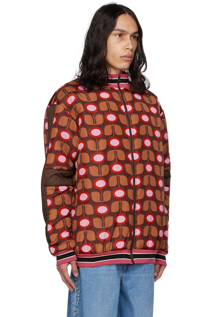 Insulated polyester taffeta jacket. Graphic pattern printed throughout.

· Paneled construction
· Rib knit stand collar, hem, and cuffs
· Zip closure
· Seam pockets
· Full satin lining

Available exclusively at SSENSE.

Supplier color: Caramel multi