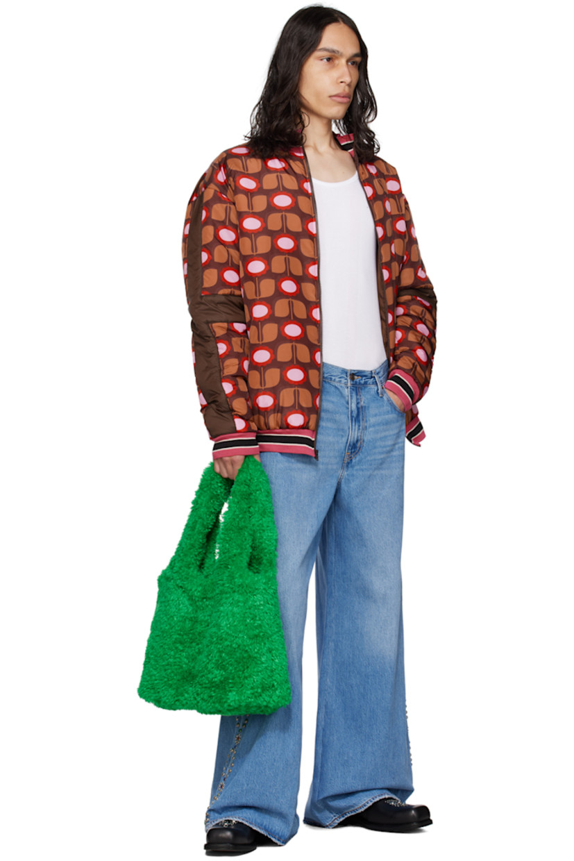 Insulated polyester taffeta jacket. Graphic pattern printed throughout.

· Paneled construction
· Rib knit stand collar, hem, and cuffs
· Zip closure
· Seam pockets
· Full satin lining

Available exclusively at SSENSE.

Supplier color: Caramel multi