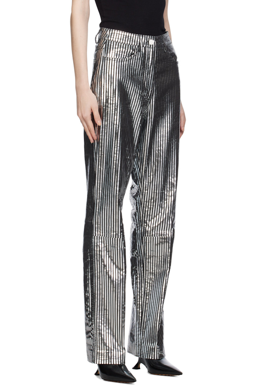 Suede and crinkled lambskin pants. Stripes throughout.

· Belt loops
· Five-pocket styling
· Zip-fly
· Partial stretch satin lining

Supplier color: Black comb