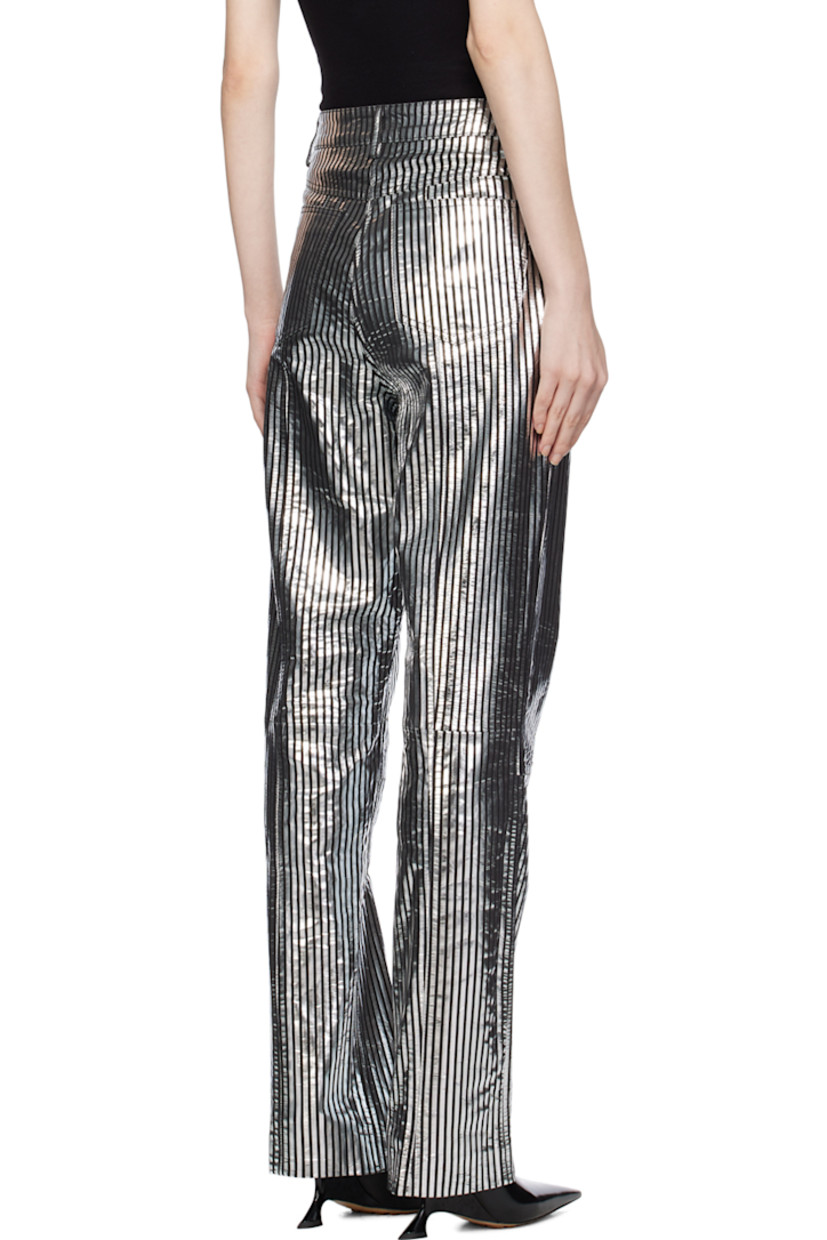 Suede and crinkled lambskin pants. Stripes throughout.

· Belt loops
· Five-pocket styling
· Zip-fly
· Partial stretch satin lining

Supplier color: Black comb