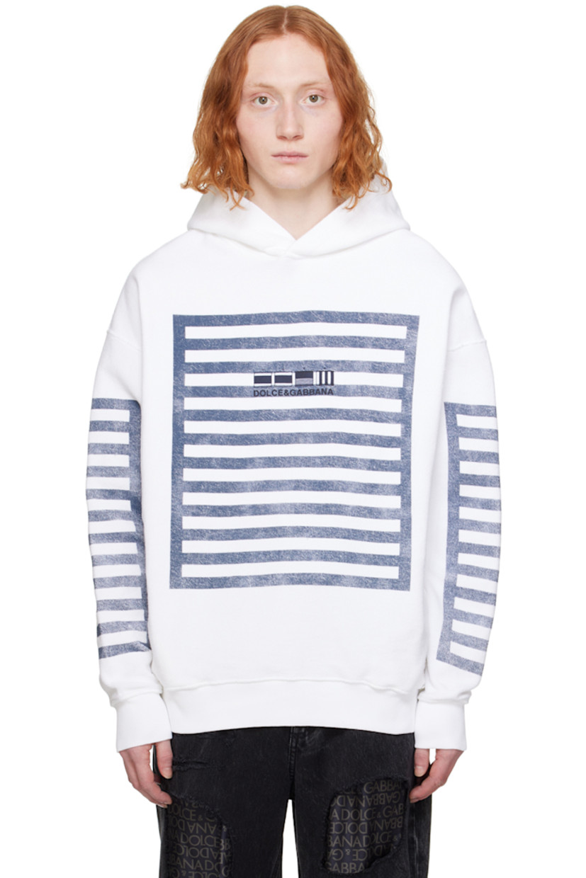 French terry hoodie. Exposed seams throughout.

· Logo and graphic printed throughout
· Rib knit hem and cuffs
· Seam pockets
· Dropped shoulders
· Full jersey lining

Supplier color: Bianco/Ottico