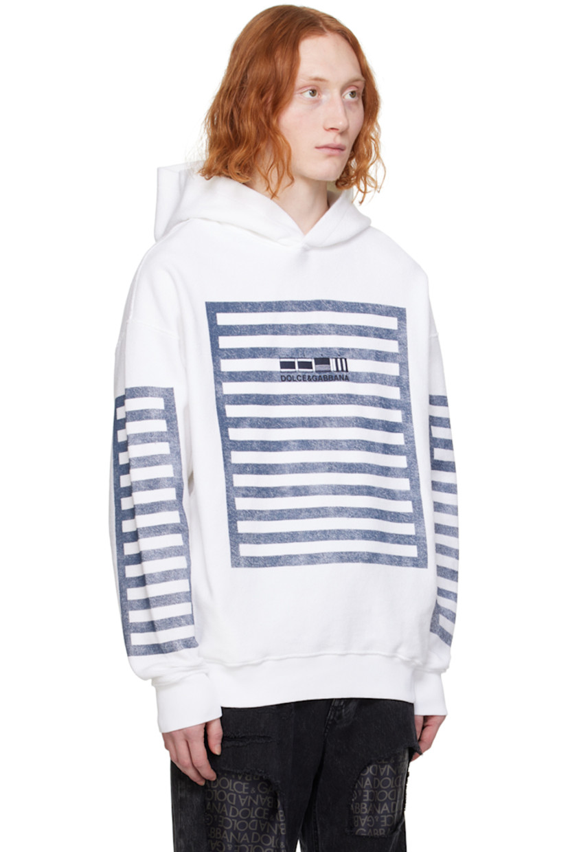 French terry hoodie. Exposed seams throughout.

· Logo and graphic printed throughout
· Rib knit hem and cuffs
· Seam pockets
· Dropped shoulders
· Full jersey lining

Supplier color: Bianco/Ottico
