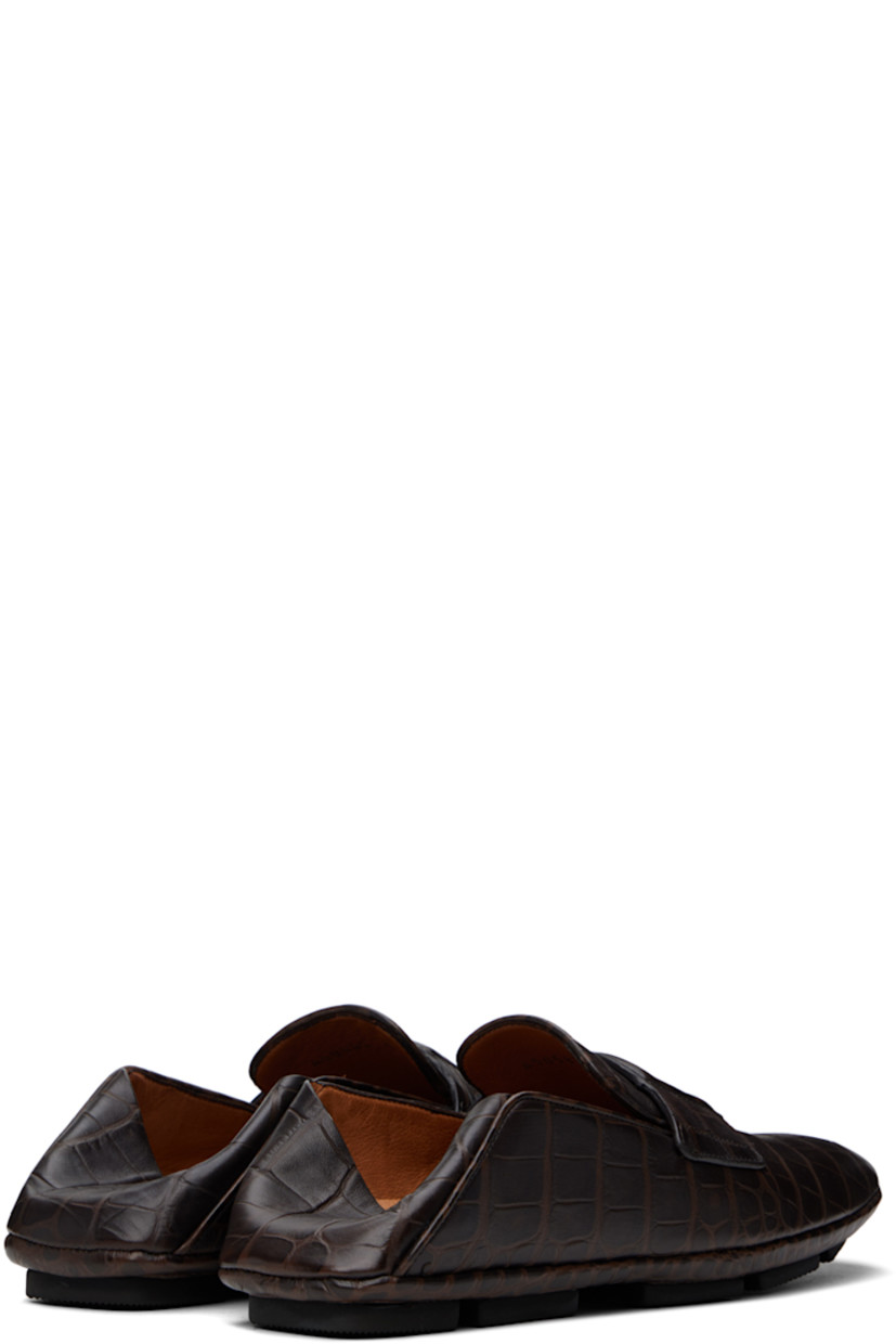 Croc-embossed calfskin loafers in brown.

· Embossed logo and strap at vamp
· Logo patch at padded calfskin footbed
· Grained calfskin lining
· Treaded rubber sole

Supplier color: Testa di moro