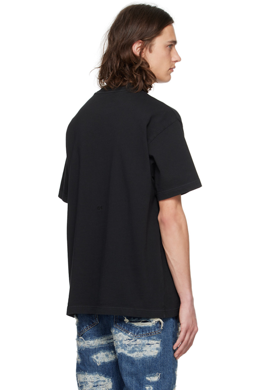 Hand-treated cotton jersey T-shirt. Fading throughout.

· Rib knit crewneck
· Dropped shoulders
· Logo embroidered at back

Supplier color: Black