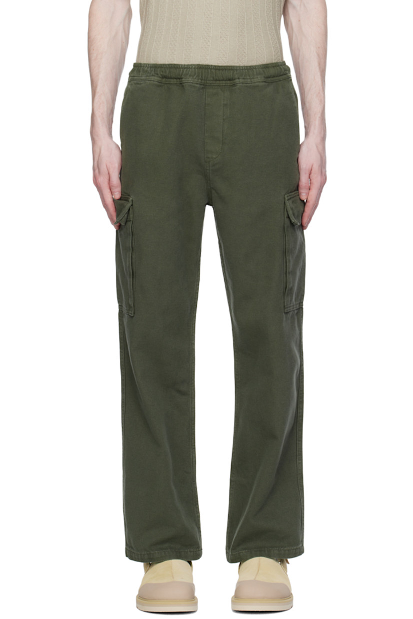 Relaxed-fit straight-leg GOTS-certified organic cotton piqué cargo pants. 

· Concealed drawstring at elasticized waistband 
· Three-pocket styling 
· Mock-fly 
· Cargo pocket at outseams

Supplier color: Climbing ivy