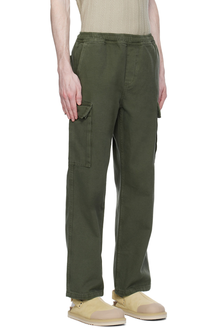 Relaxed-fit straight-leg GOTS-certified organic cotton piqué cargo pants. 

· Concealed drawstring at elasticized waistband 
· Three-pocket styling 
· Mock-fly 
· Cargo pocket at outseams

Supplier color: Climbing ivy