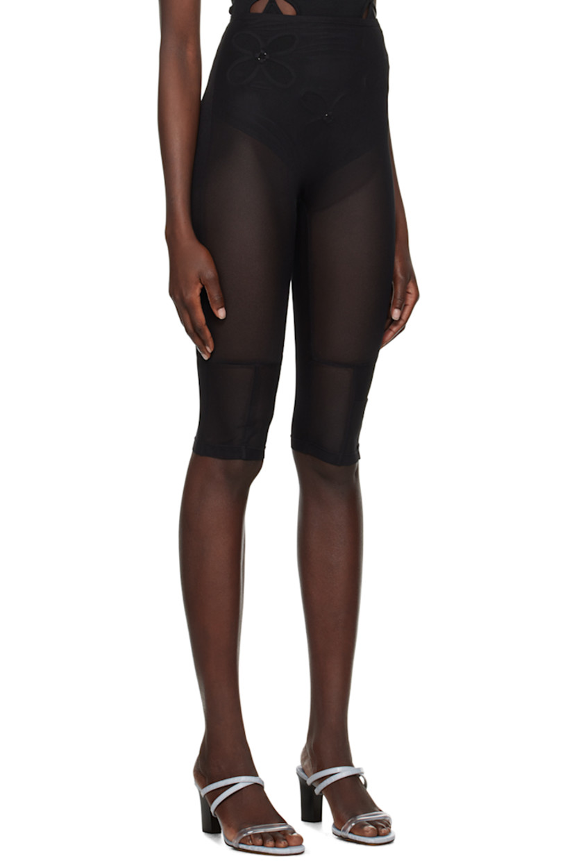 Sheer stretch polyester mesh shorts. Integrated recycled polyester jersey bikini bottom-style underlay with cutouts and O-ring hardware throughout.

· Layered and paneled construction
· High-rise
· Elasticized waistband

Supplier color: Black