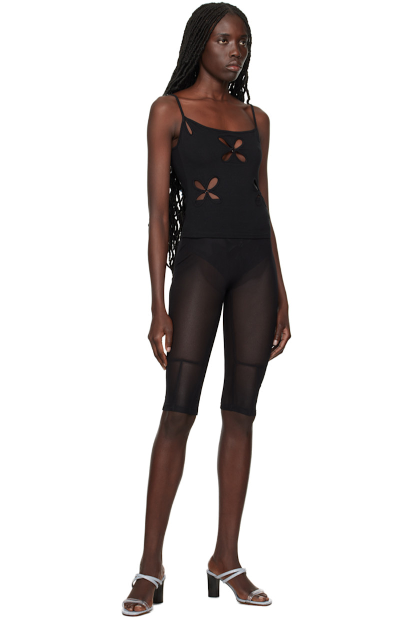 Sheer stretch polyester mesh shorts. Integrated recycled polyester jersey bikini bottom-style underlay with cutouts and O-ring hardware throughout.

· Layered and paneled construction
· High-rise
· Elasticized waistband

Supplier color: Black