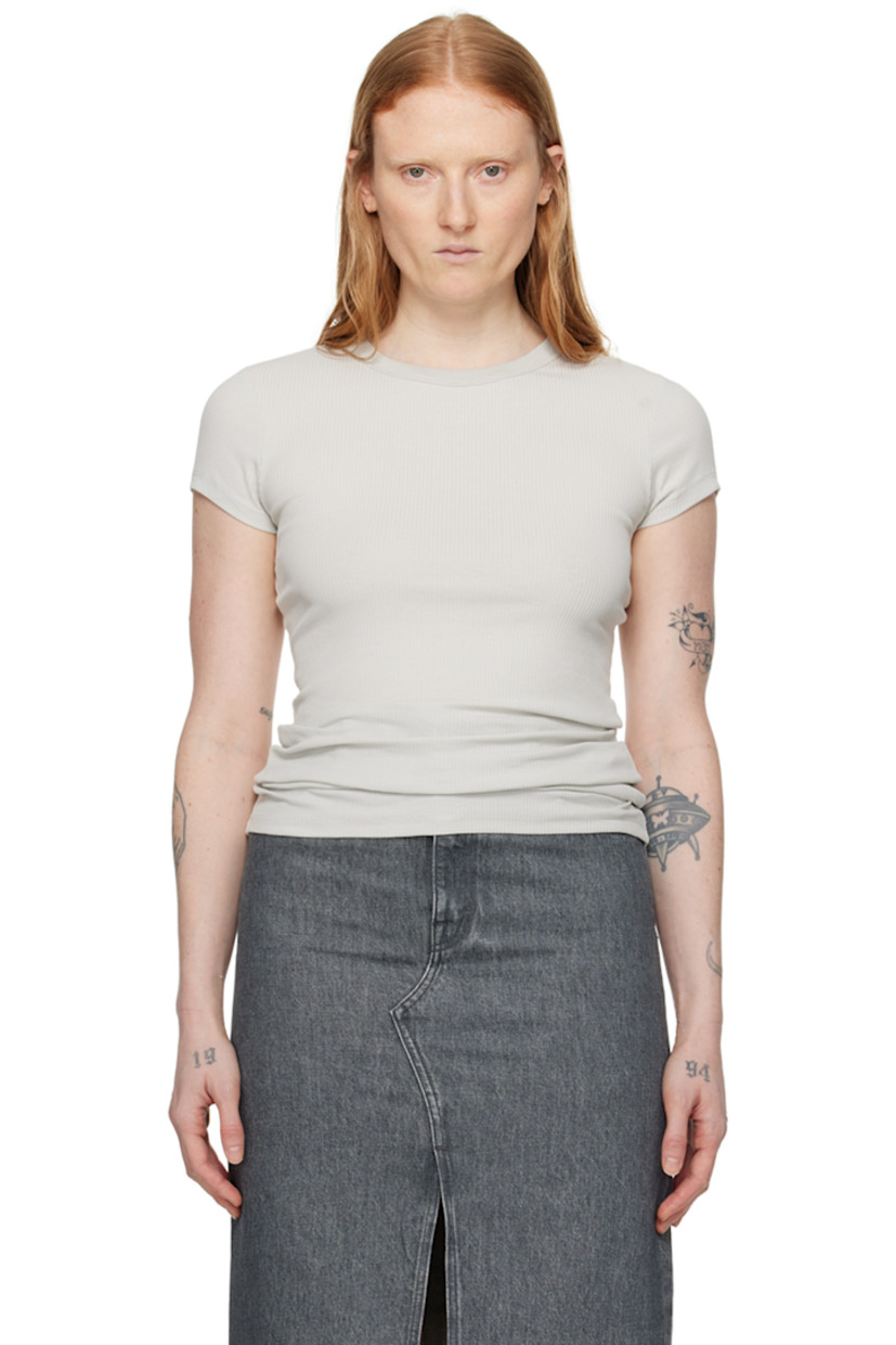 Stretch organic cotton ribbed jersey T-shirt. Rib knit crewneck.

Supplier color: Light grey