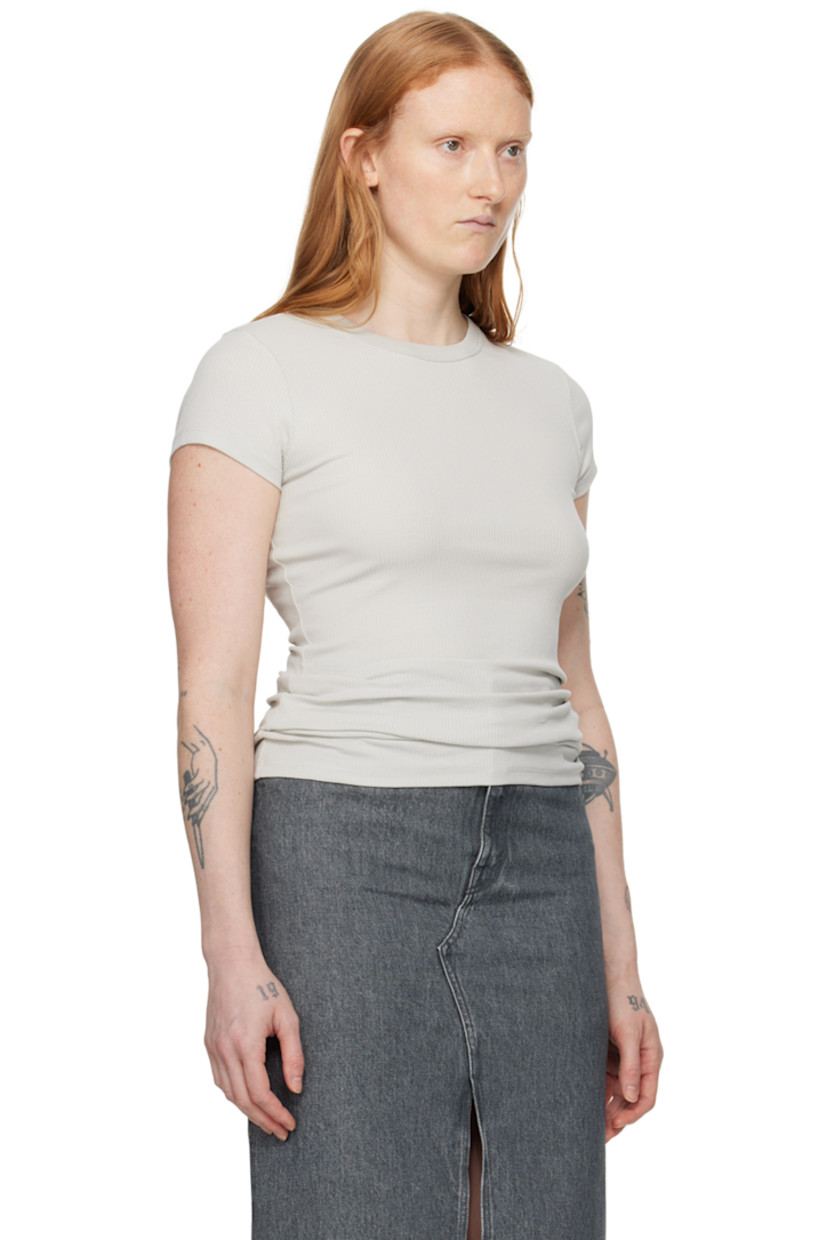 Stretch organic cotton ribbed jersey T-shirt. Rib knit crewneck.

Supplier color: Light grey