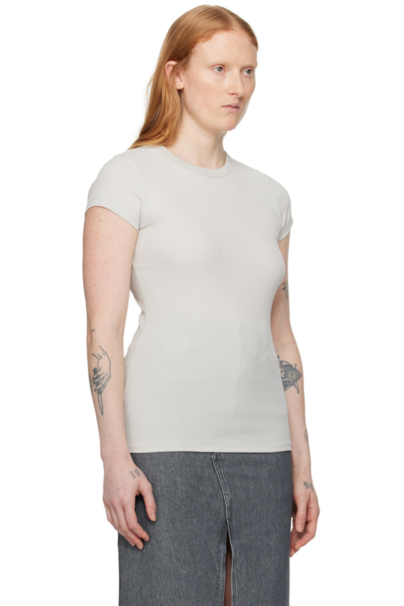 Stretch organic cotton ribbed jersey T-shirt. Rib knit crewneck.

Supplier color: Light grey