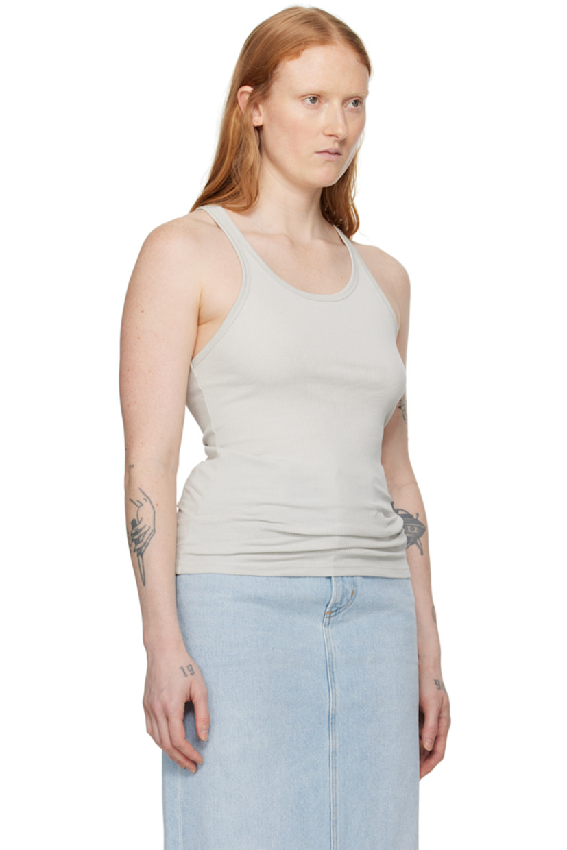 Stretch organic cotton ribbed jersey tank top. Rib knit scoop neck and armscyes. 

Supplier color: Light grey