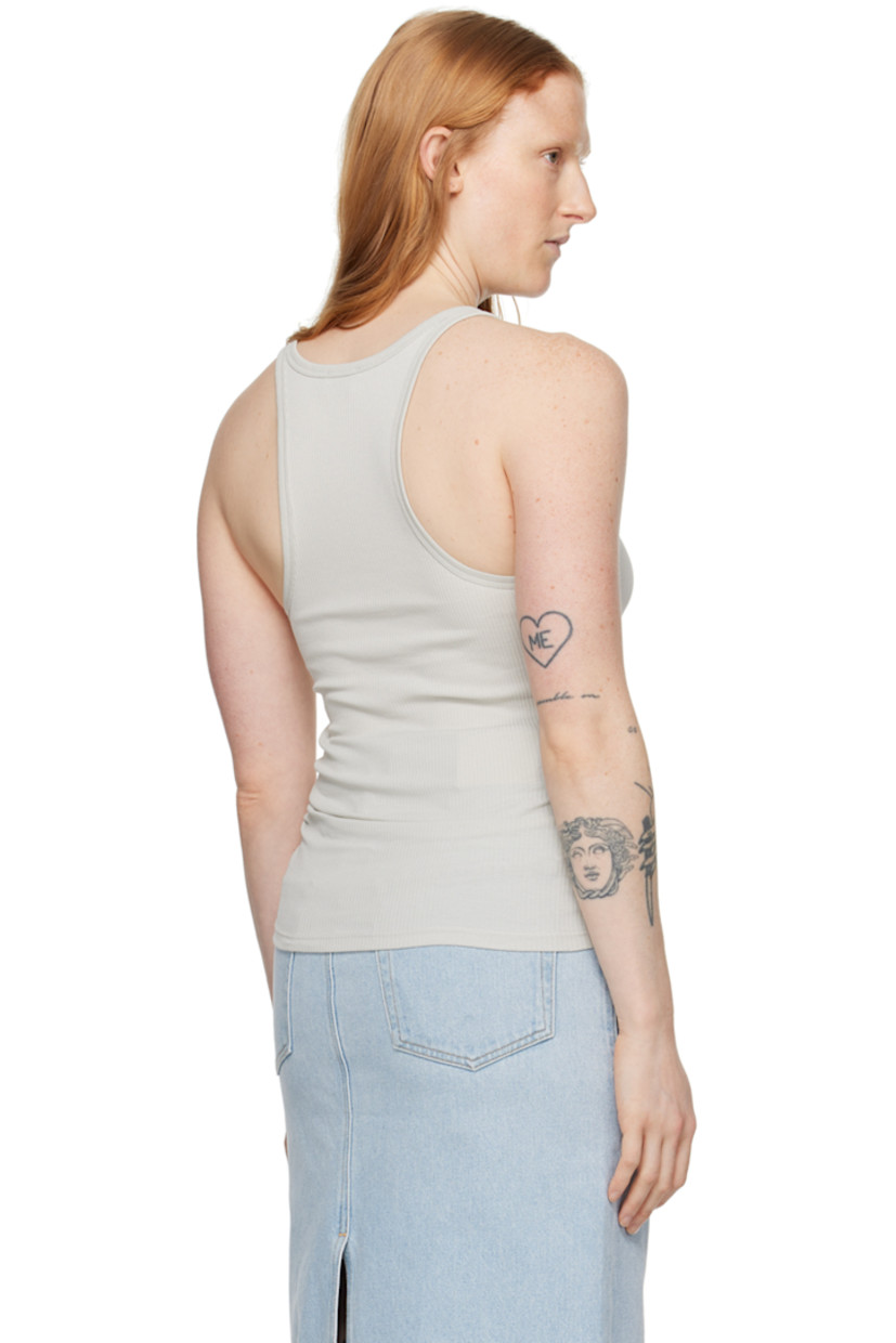 Stretch organic cotton ribbed jersey tank top. Rib knit scoop neck and armscyes. 

Supplier color: Light grey