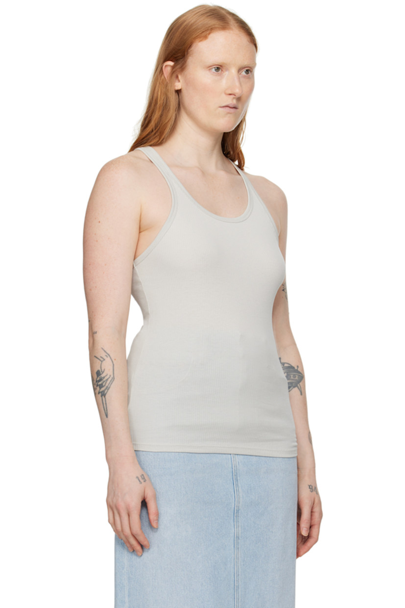 Stretch organic cotton ribbed jersey tank top. Rib knit scoop neck and armscyes. 

Supplier color: Light grey