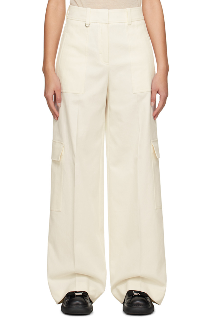 Straight-leg stretch cotton-blend twill trousers.

· High-rise
· Belt loops
· Four-pocket styling
· Zip-fly
· Creased legs
· Flap pocket at outseams
· Darts at back

Supplier color: Open white