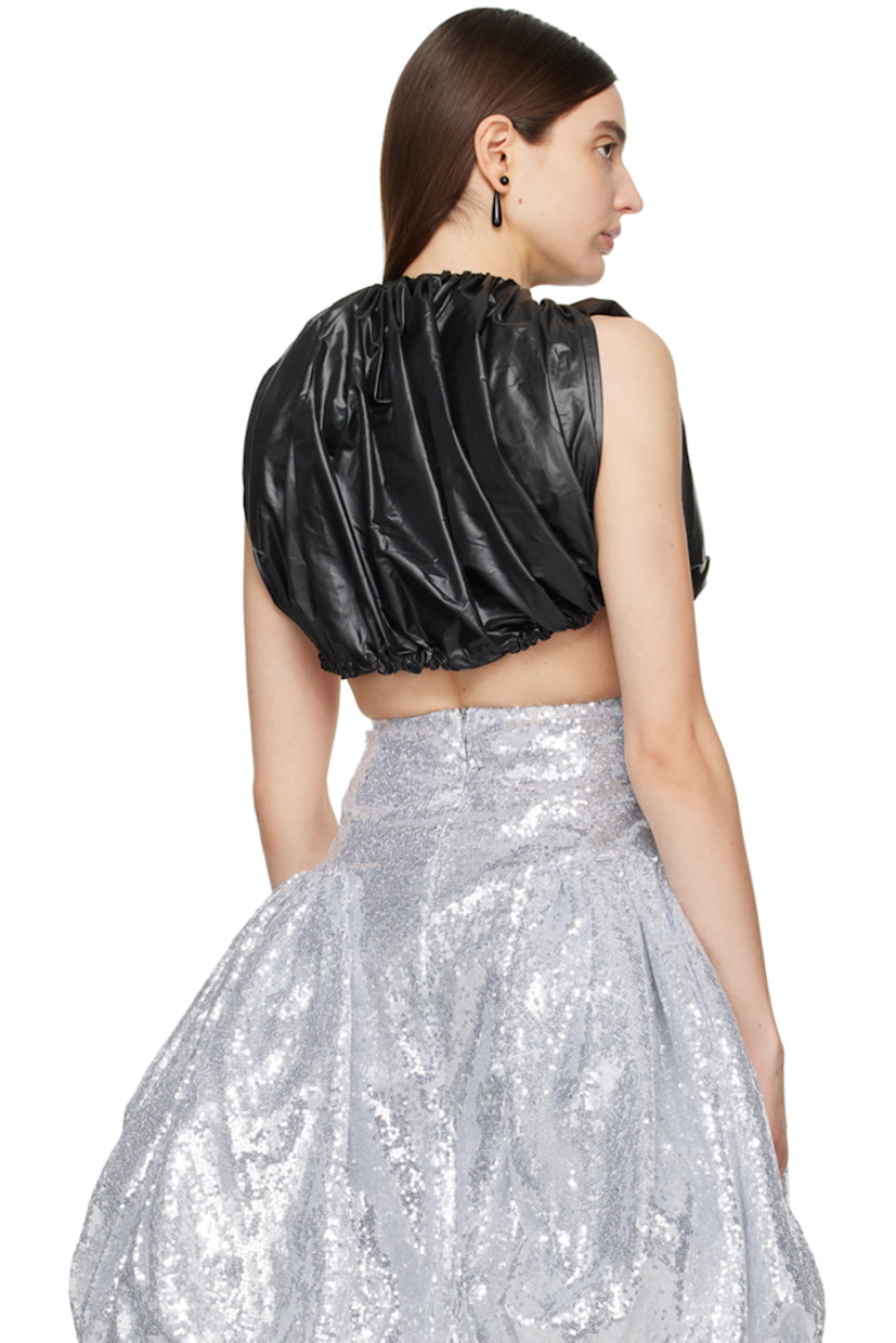 Polyester taffeta tank top. Gathering throughout. 

· Bungee-style drawstring at crewneck and hem
· Cropped hem

Supplier color: Black