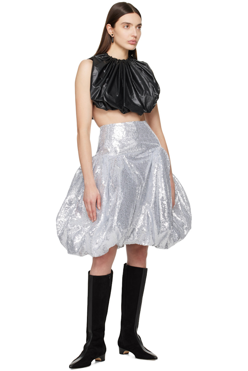 Polyester taffeta tank top. Gathering throughout. 

· Bungee-style drawstring at crewneck and hem
· Cropped hem

Supplier color: Black