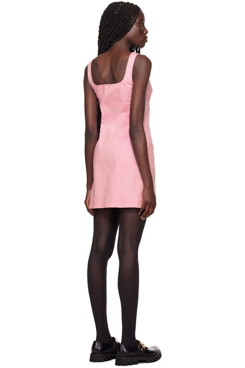 Stretch cotton sateen dress. 

· Scoop neck 
· Button closure 
· Graphic embroidered at patch pockets
· Unlined

Supplier color: Pink