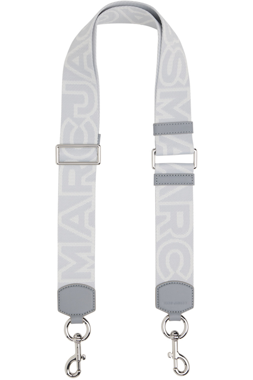 Adjustable logo-woven webbing shoulder strap in gray. 

· Buffed leather trim throughout
· Lanyard clasp fastening at ends
· Logo-engraved silver-tone hardware
· L57" x W2"

Supplier color: Wolf grey multi