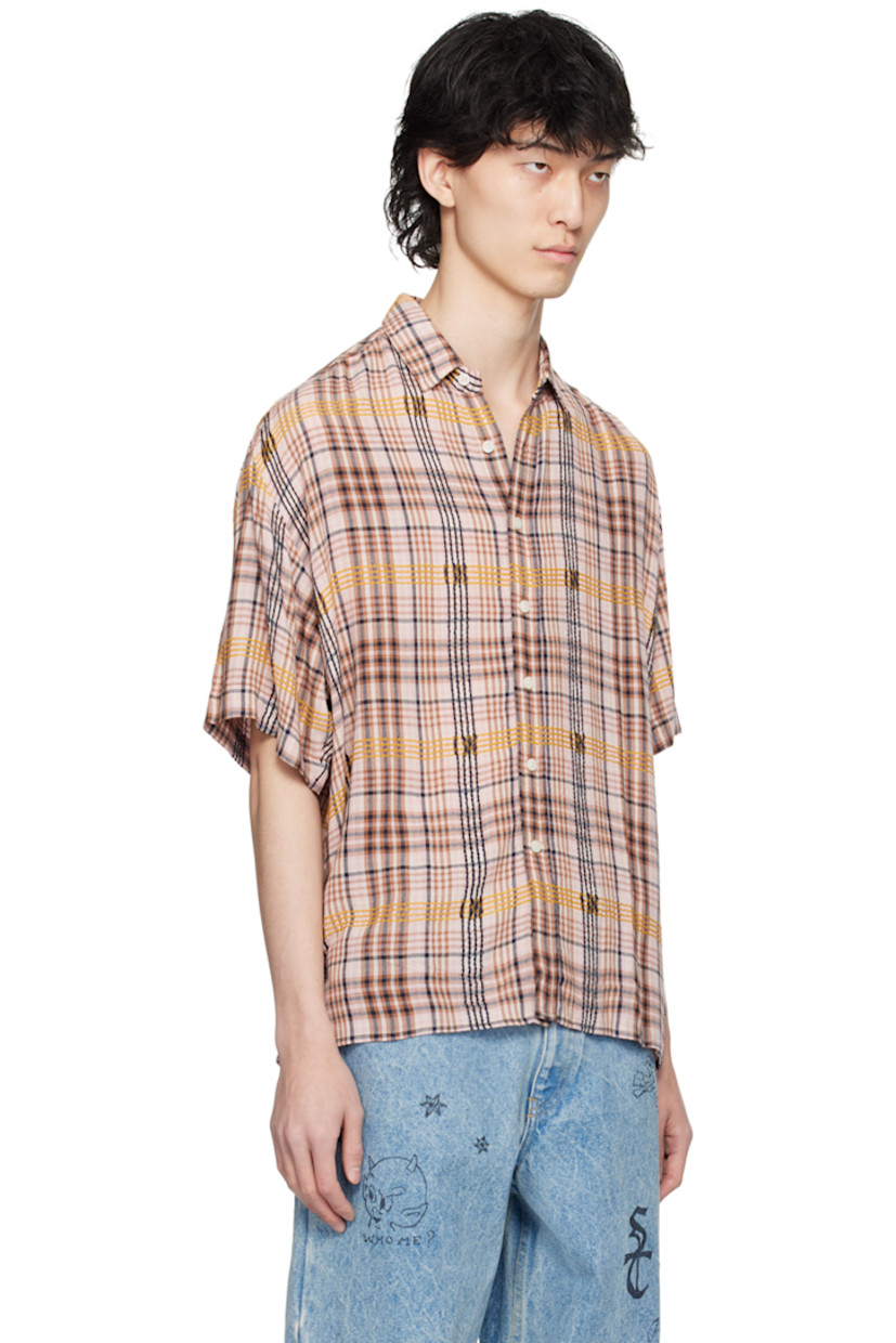 Rayon dobby cloth shirt. Check pattern throughout.

· Spread collar
· Button closure

Available exclusively at SSENSE.

Supplier color: Pink/Yellow/Brown