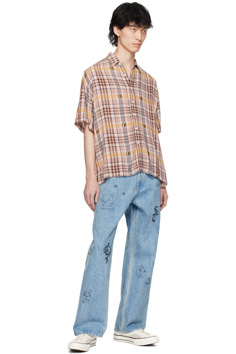 Rayon dobby cloth shirt. Check pattern throughout.

· Spread collar
· Button closure

Available exclusively at SSENSE.

Supplier color: Pink/Yellow/Brown