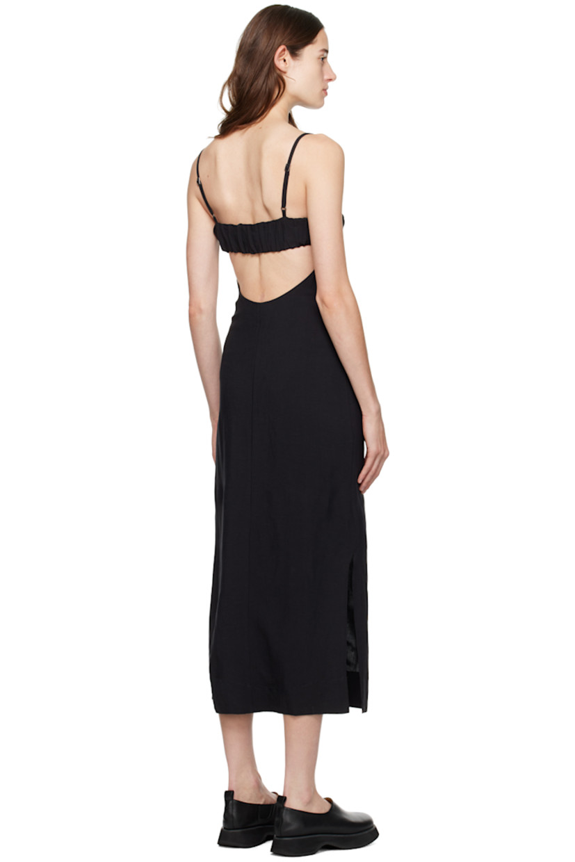 Viscose- and linen-blend voile cover up. 

· Paneled construction
· Sweetheart neck 
· Zip closure at side seam
· Adjustable shoulder straps
· Cutout at elasticized back 
· Partially lined

Supplier color: Black