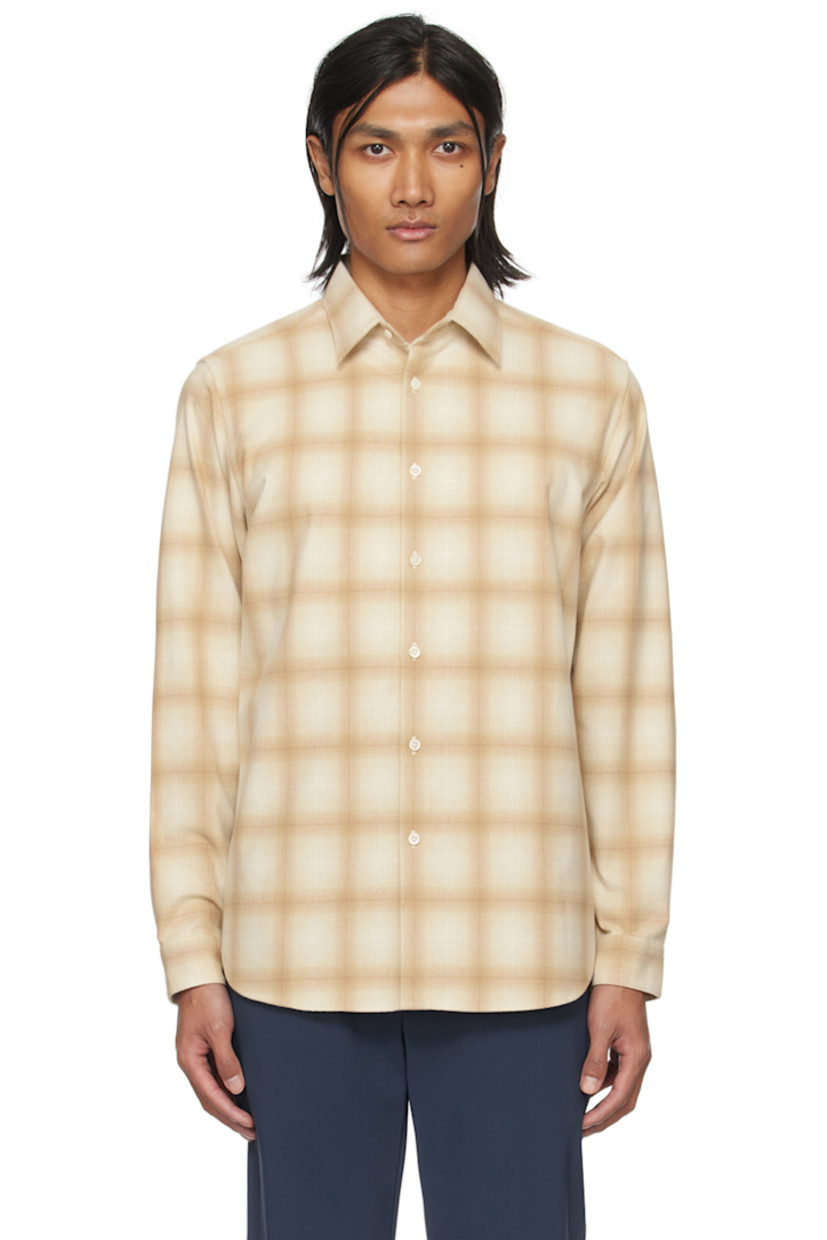 Recycled cotton-blend flannel shirt. Check pattern throughout. 

· Spread collar
· Button closure
· Shirttail hem 
· Single-button barrel cuffs

Supplier color: Natural multi