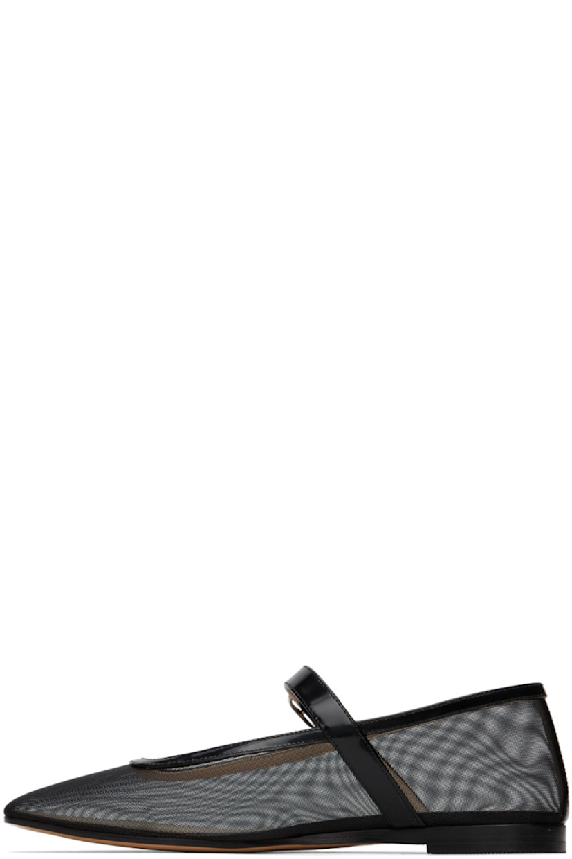 Mesh Mary Jane-style ballerina flats in black.

· Patent leather trim throughout
· Square toe
· Pin-buckle strap at vamp
· Logo embossed at padded calfskin footbed
· Leather sole with rubber injection

Supplier color: Black