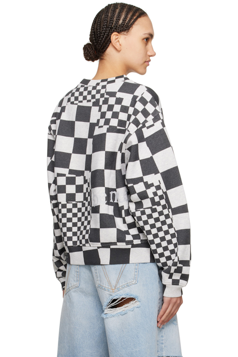 Cotton fleece sweatshirt. Check pattern printed throughout.

· Rib knit crewneck, hem, and cuffs
· Text printed at front

Supplier color: Checker